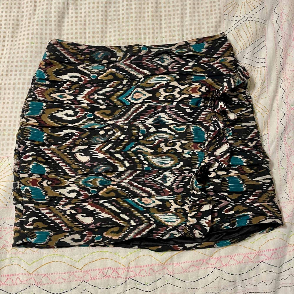Zara Multicolor Patterned Ruched Mini Skirt - Picture 2 of 5